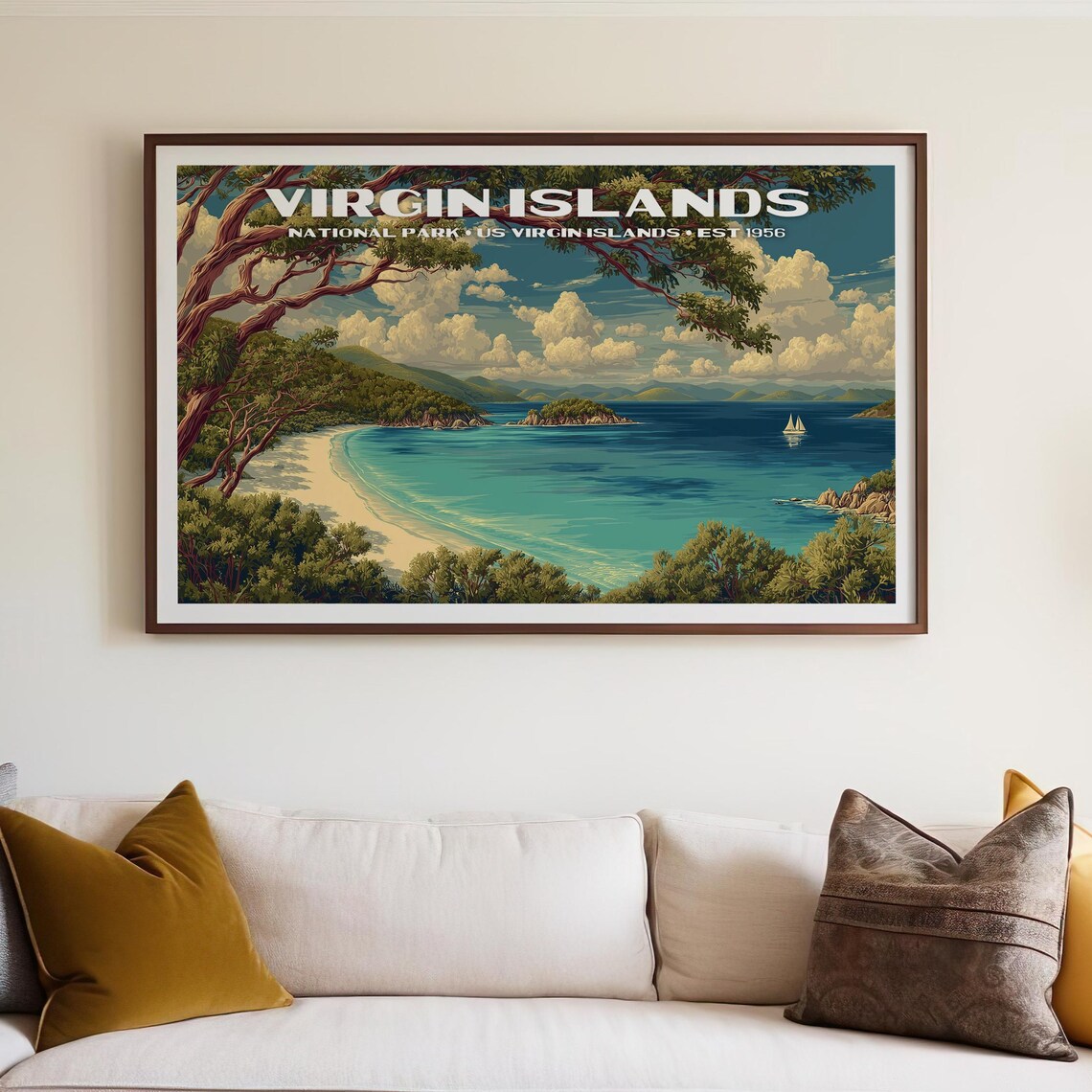 Virgin Islands National Park Tropical Beach Caribbean Travel Poster