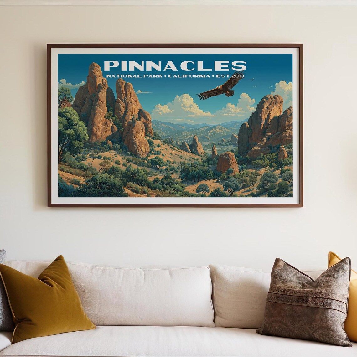 Pinnacles National Park California Vintage Rock Spires Poster