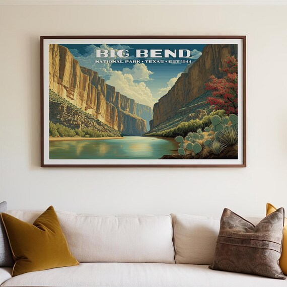 Big Bend National Park Texas Vintage River Canyon Art Poster