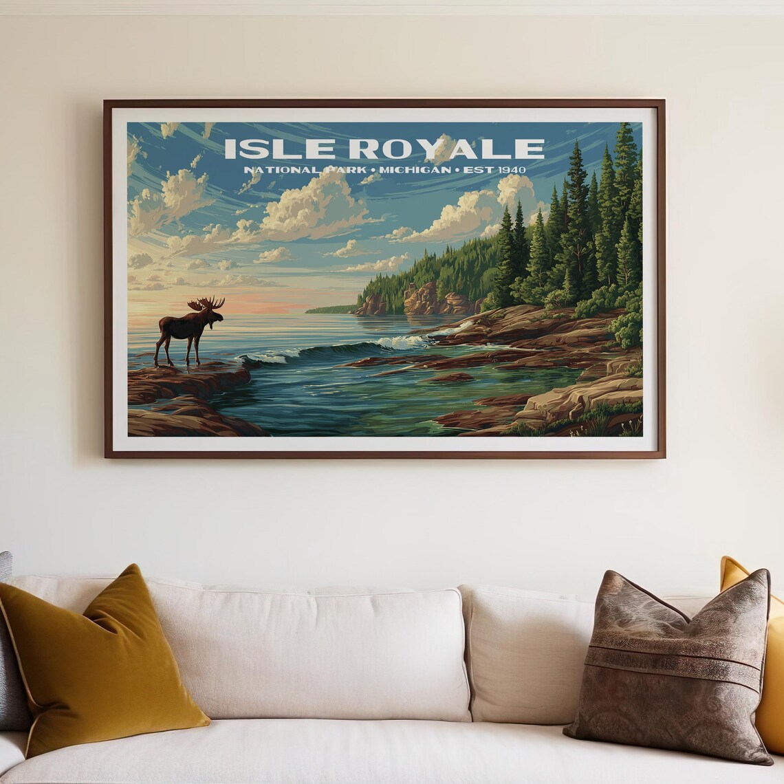 Isle Royale National Park Michigan Bull Moose Lakeshore Poster