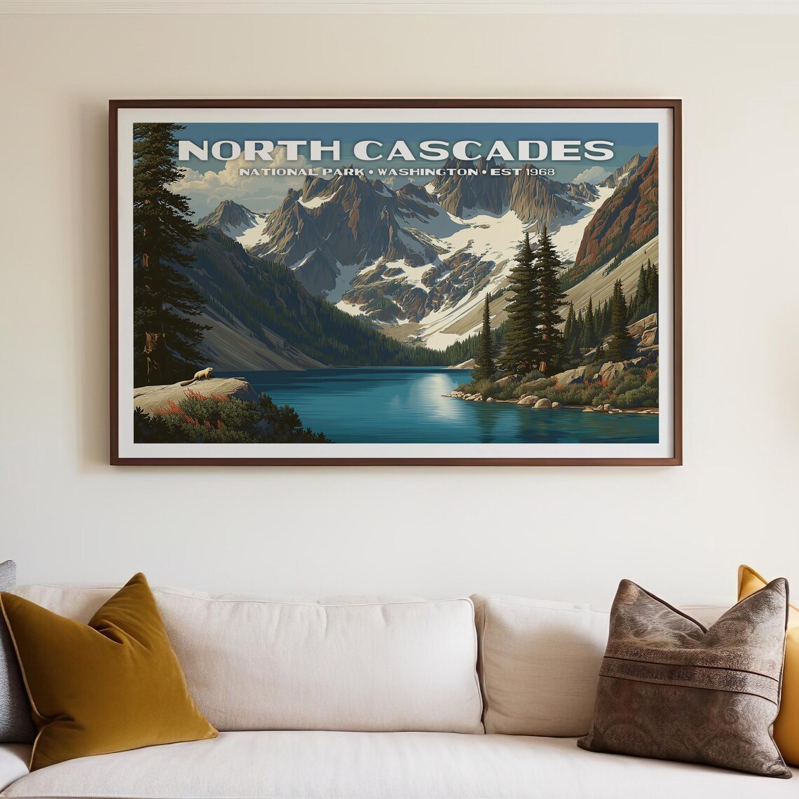 North Cascades National Park Vintage Travel Poster