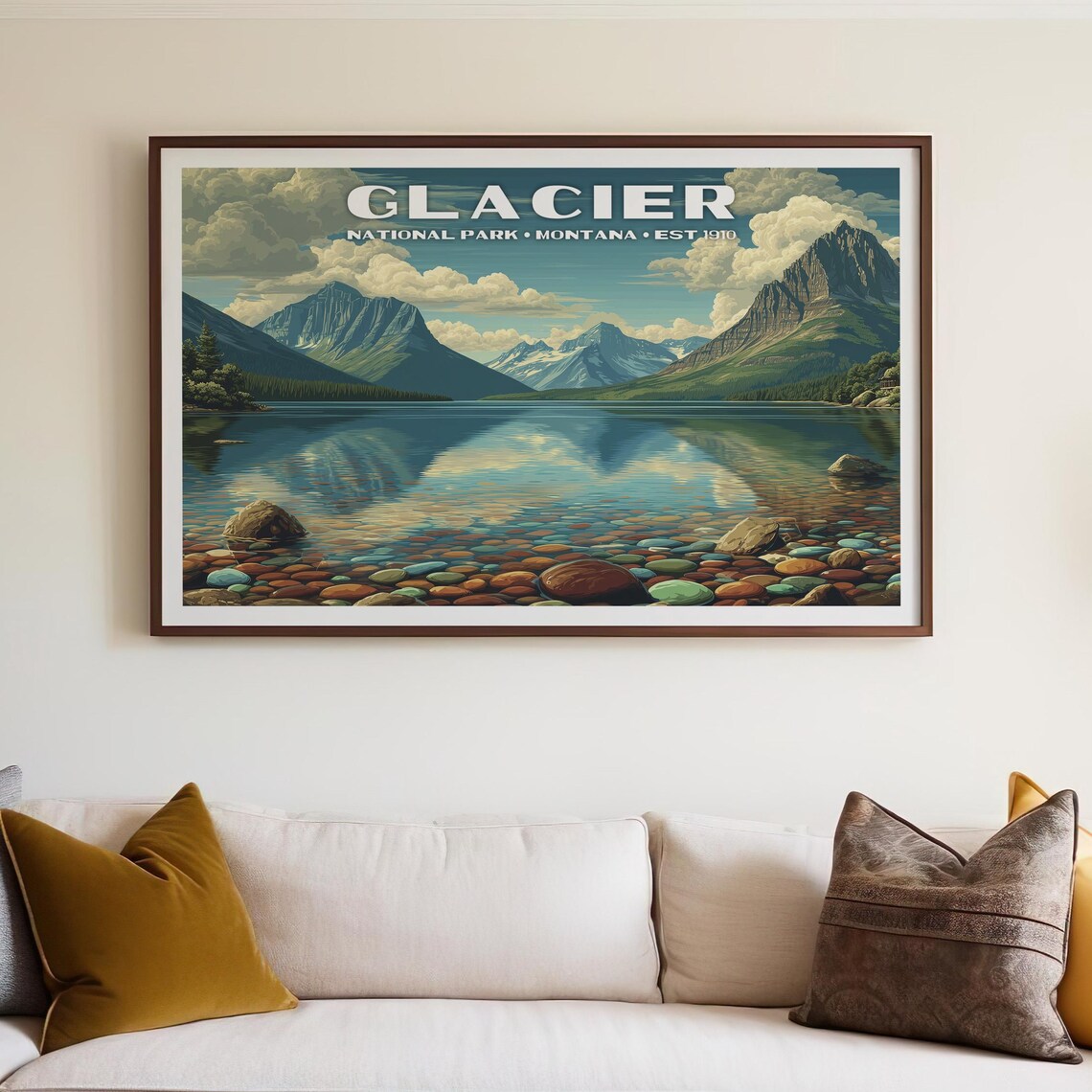 Glacier National Park Montana Pebble Lake Mountain View Poster