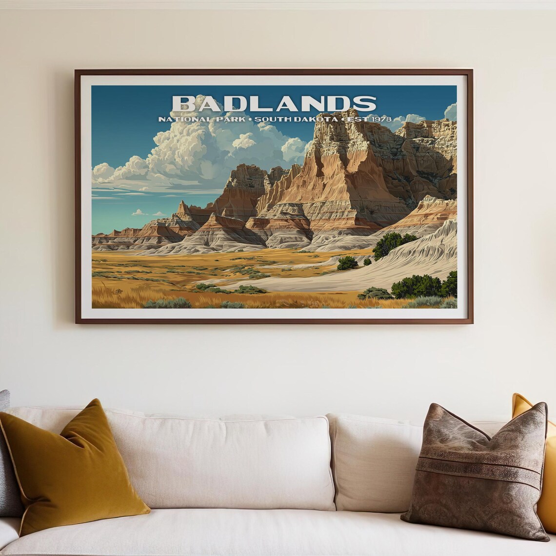 Badlands National Park South Dakota Vintage Travel Art Poster