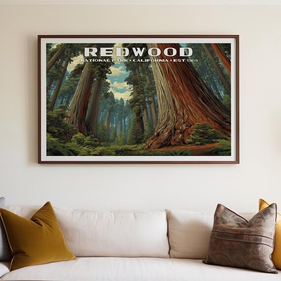 Redwood National Park California Giant Trees Forest Travel Poster