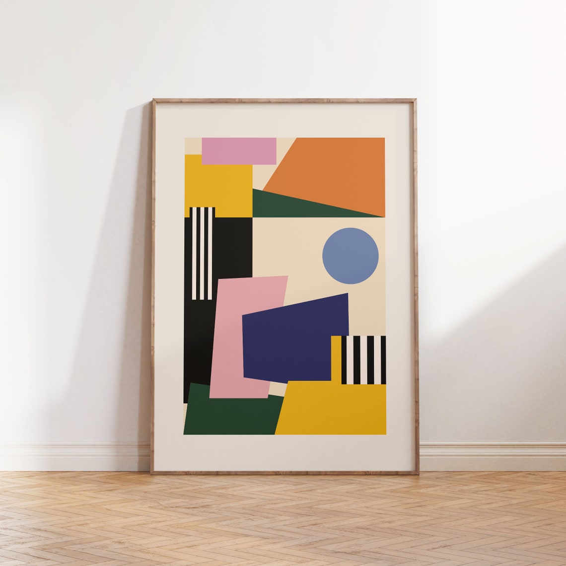 Bauhaus Abstract Geometry Warm Orange Teal Blue Circle Art Poster - Image 2