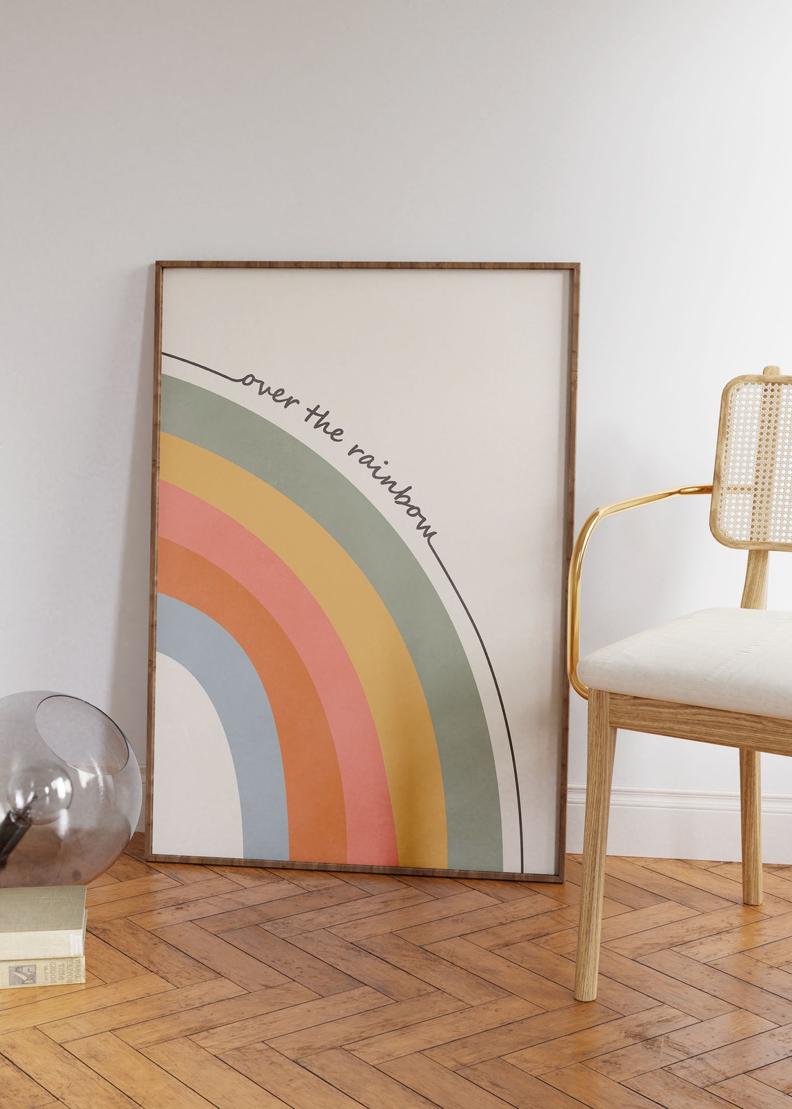 Over the Rainbow Boho Retro Earth Tone Colorful Arch Wall Art - Image 2