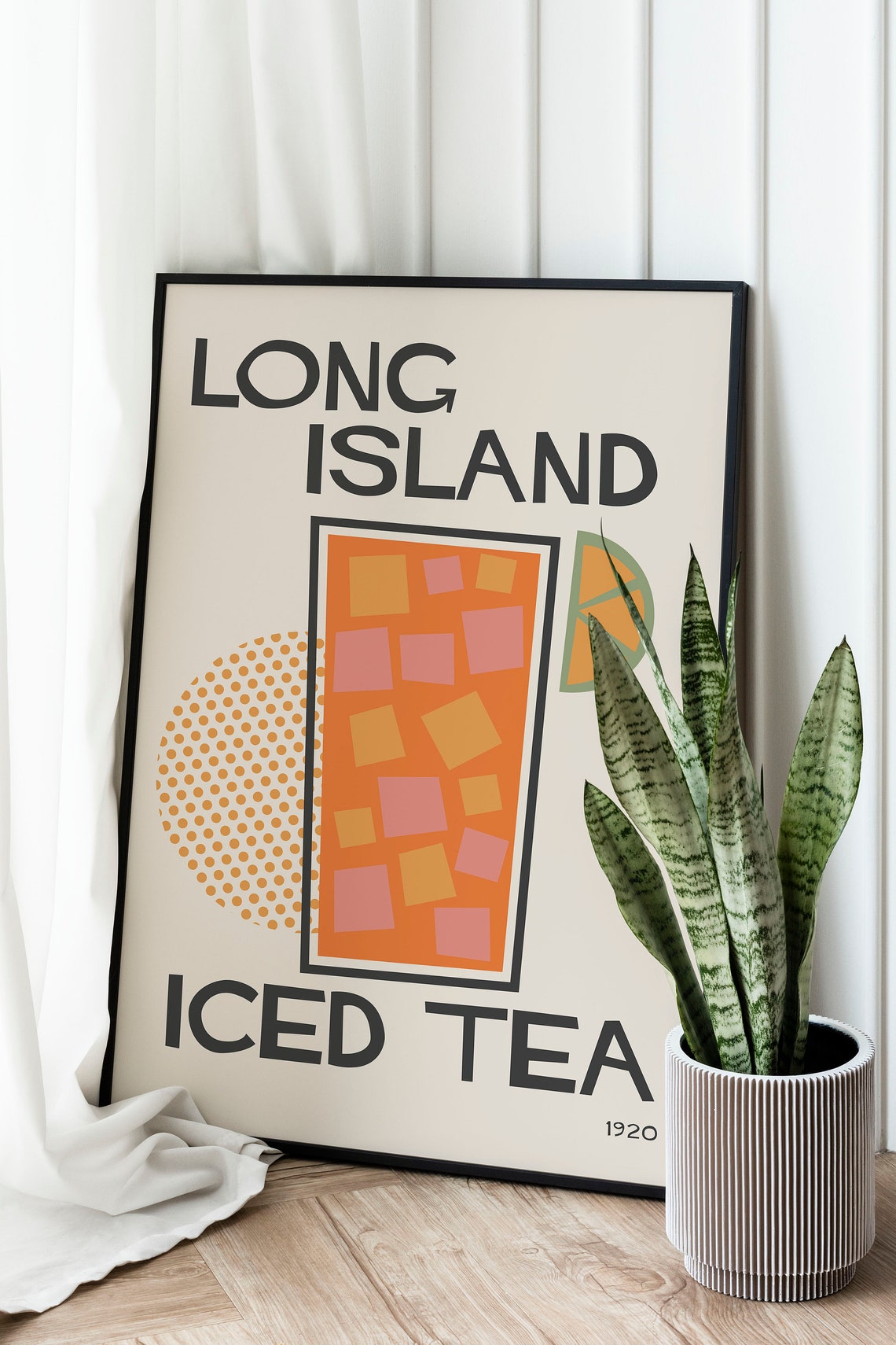 Long Island Iced Tea 1920 Mid Century Retro Cocktail Bar Poster - Image 2