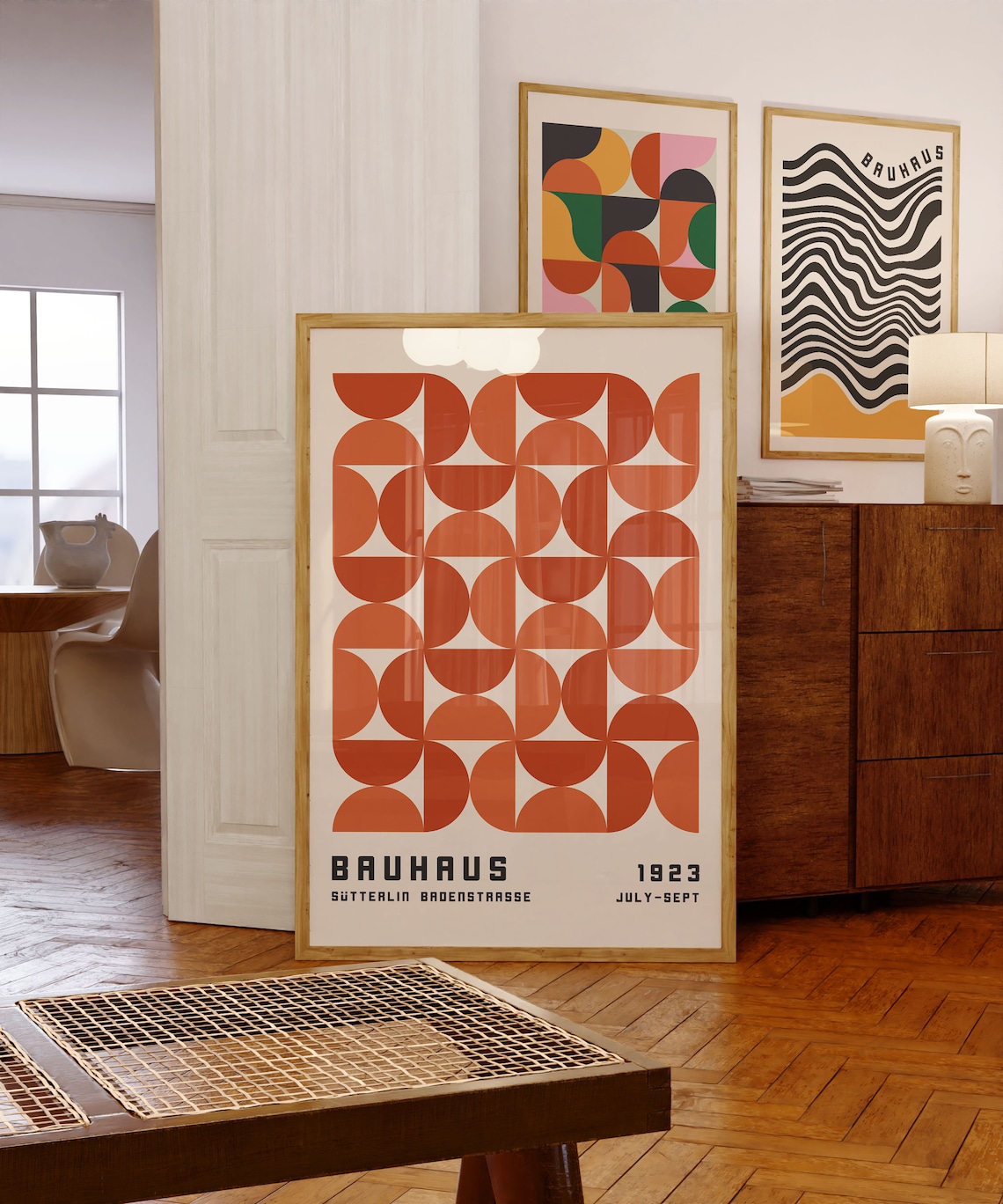 Bauhaus Exhibition Poster, Mid-Century Modern Geometry