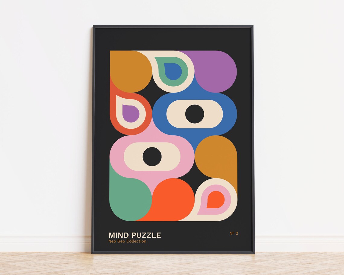 Bauhaus Inspired Geometric Retro Art Print