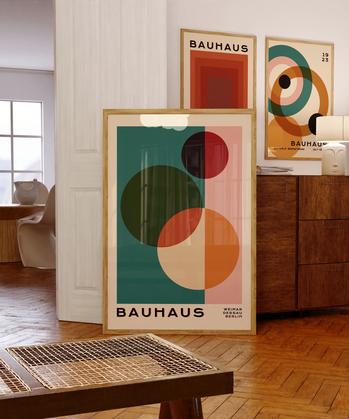 Bauhaus Retro Poster, Geometric Mid-Century Print