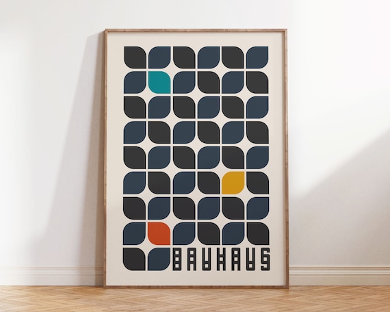 Minimalist Bauhaus Wall Art Abstract Geometric Print Retro Mid Century Modern Poster