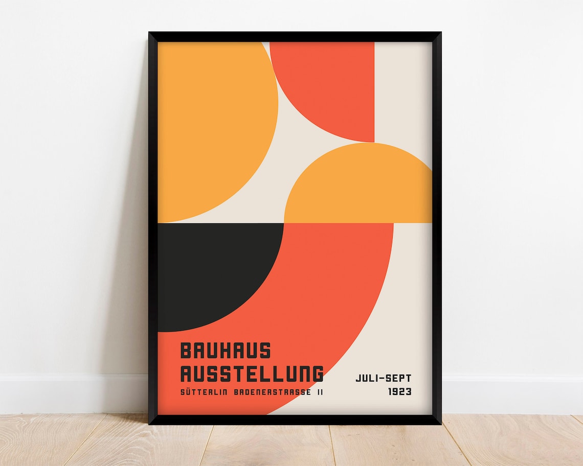 Bauhaus Exhibition Poster, Retro Mid-Century Abstract Print