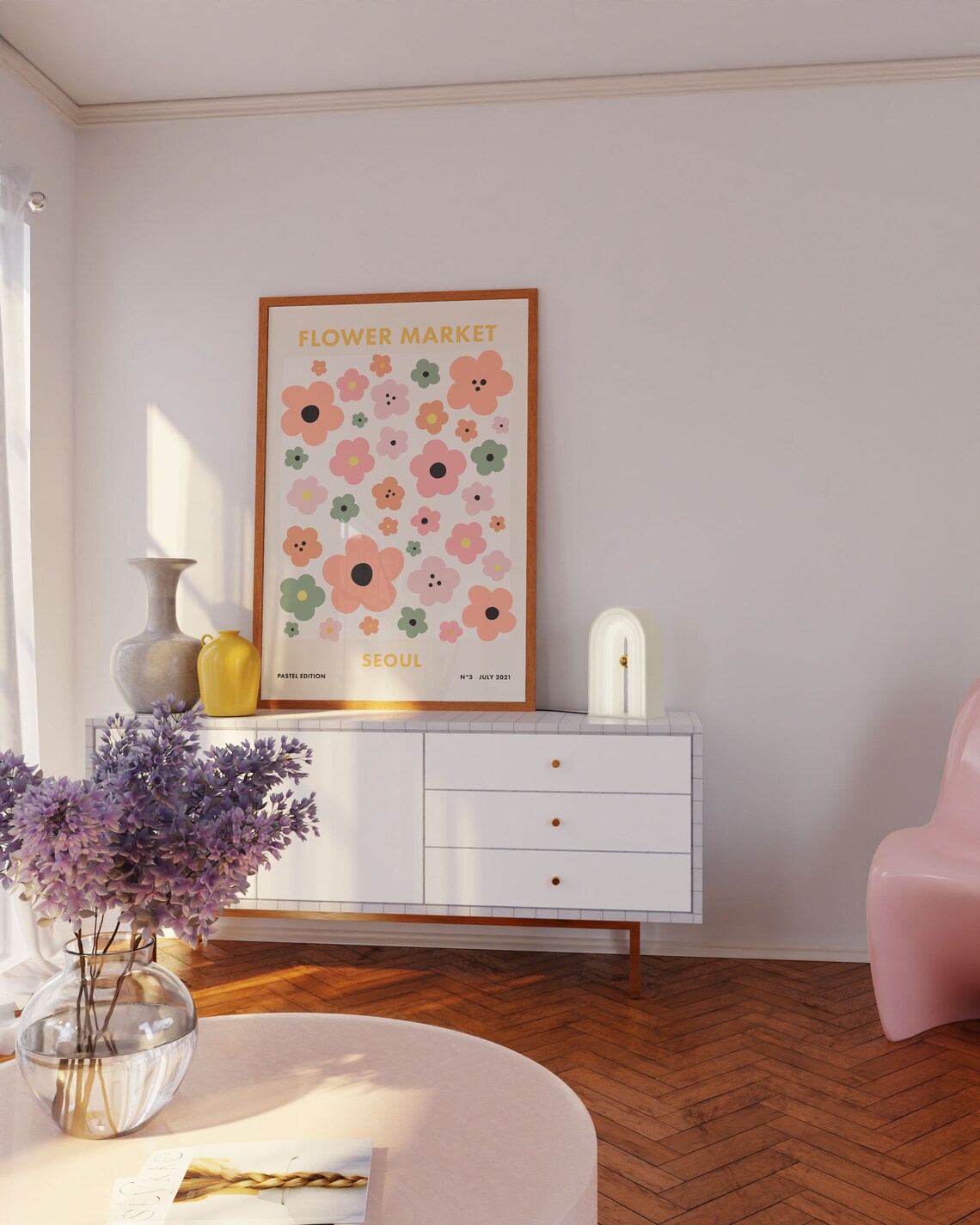 Flower Market Seoul Retro Pastel Floral Pattern Botanical Poster - Image 3