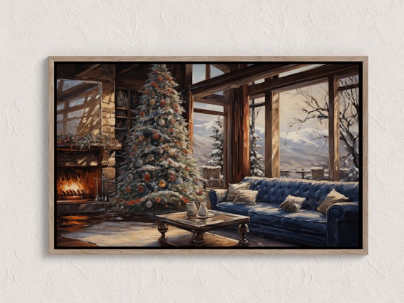 Winter Landscape Oil Painting Cozy Snowy Forest Wall Art Decor For Living Room Seasonal Artwork