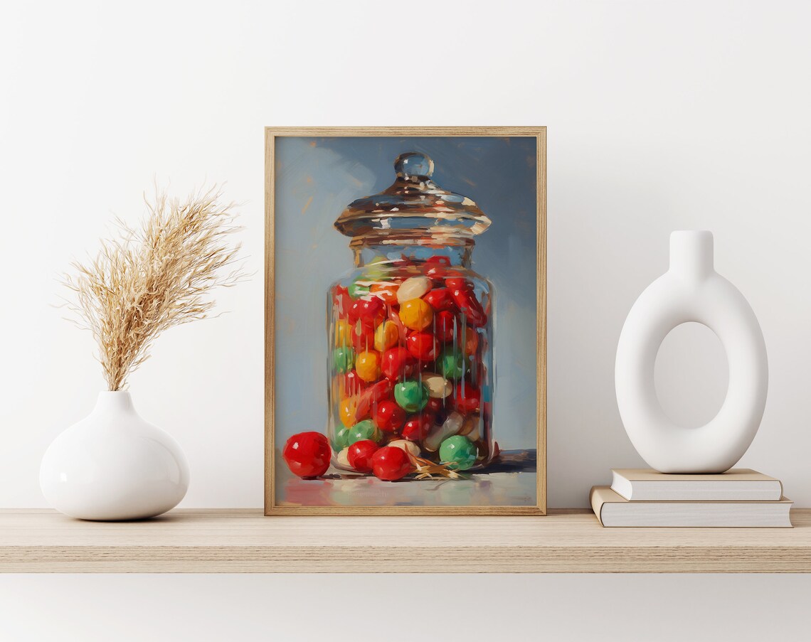 Glass Apothecary Jar Full of Colorful Christmas Candies Still Life Poster - Image 3