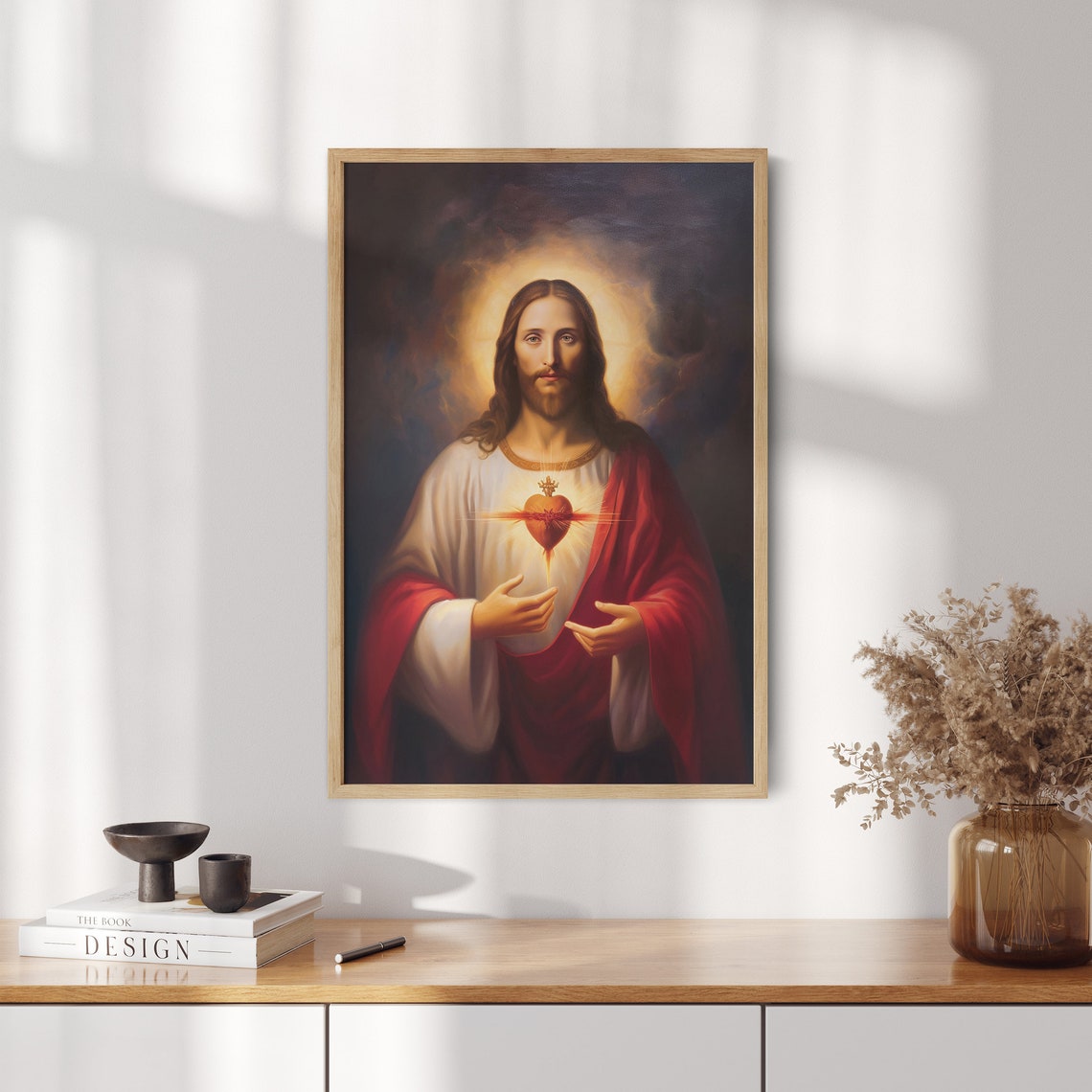 Sacred Heart of Jesus Open Hands Catholic Devotional Art Poster - Image 2