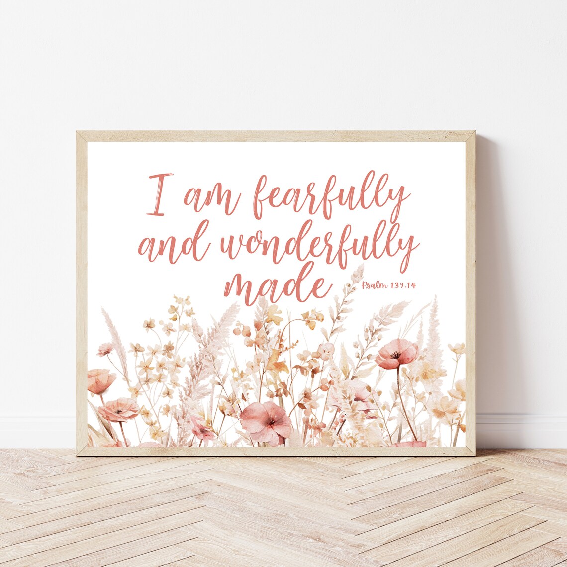 I Am Fearfully And Wonderfully Made Psalm 139 Watercolor Floral Poster