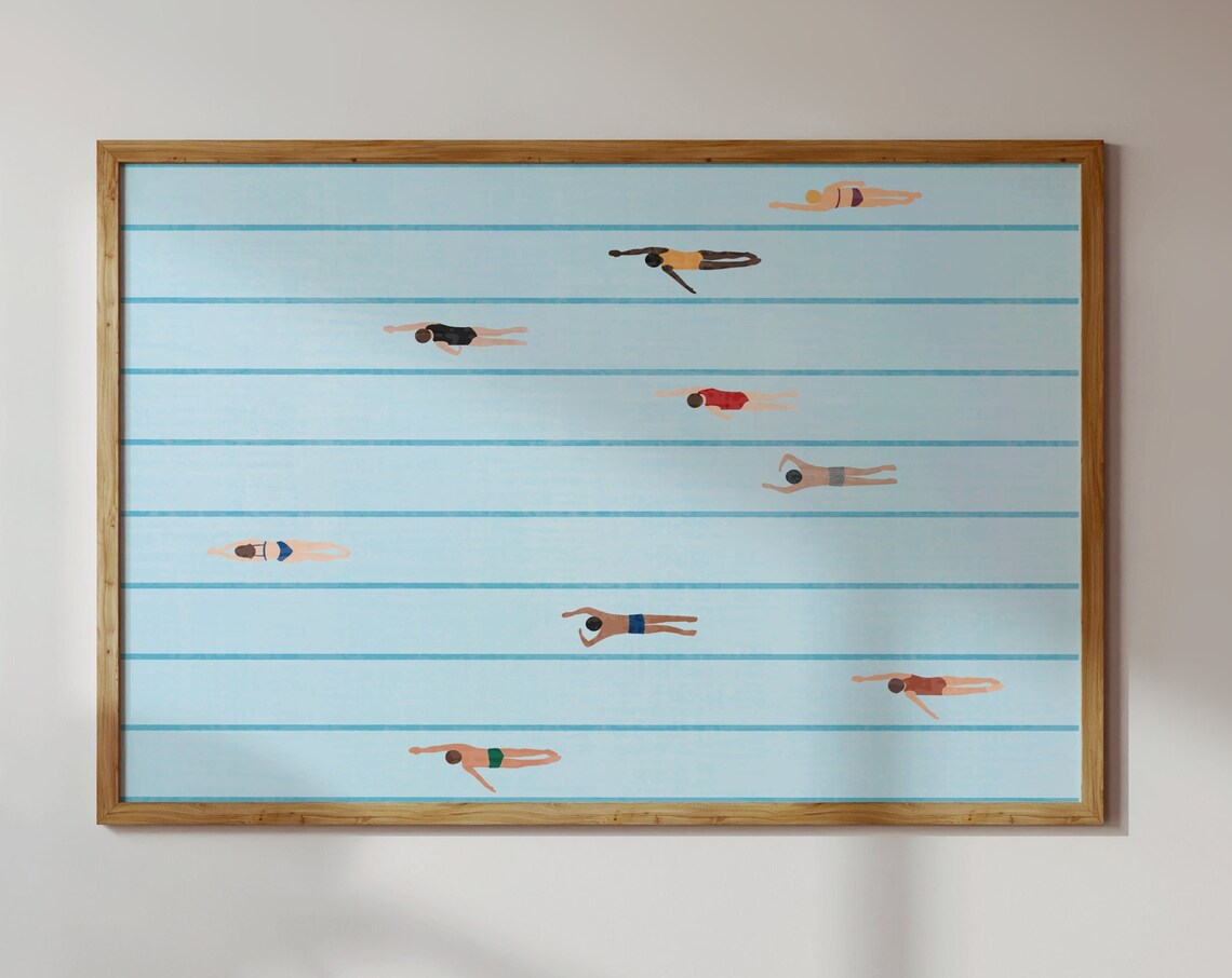People Swimming In The Pool Wall Art Print - Image 4