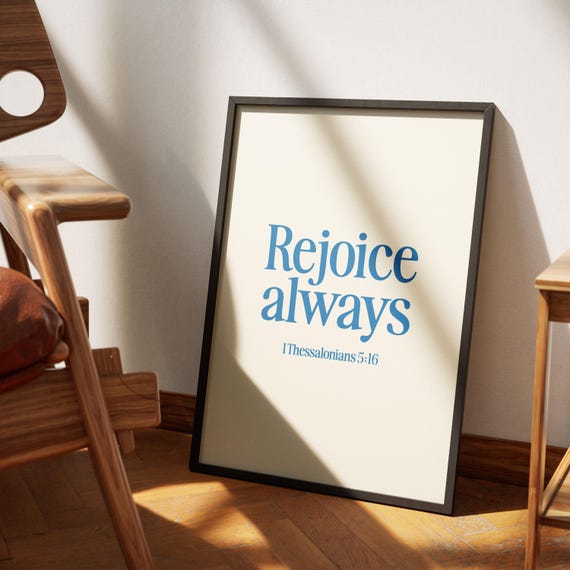 Bible Verse Wall Scripture Wall Decor Christian Home Decor Christian Decor Rejoice Always Minimal Christian Poster Unframed