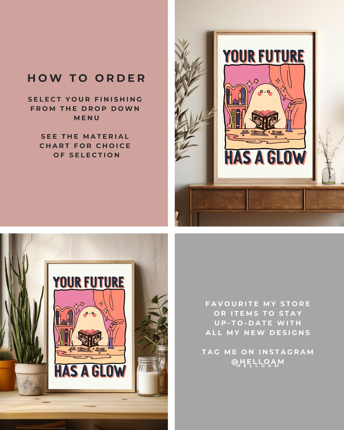 Your Future Has A Glow Cute Ghost Fortune Teller Quote Halloween Poster - Image 3