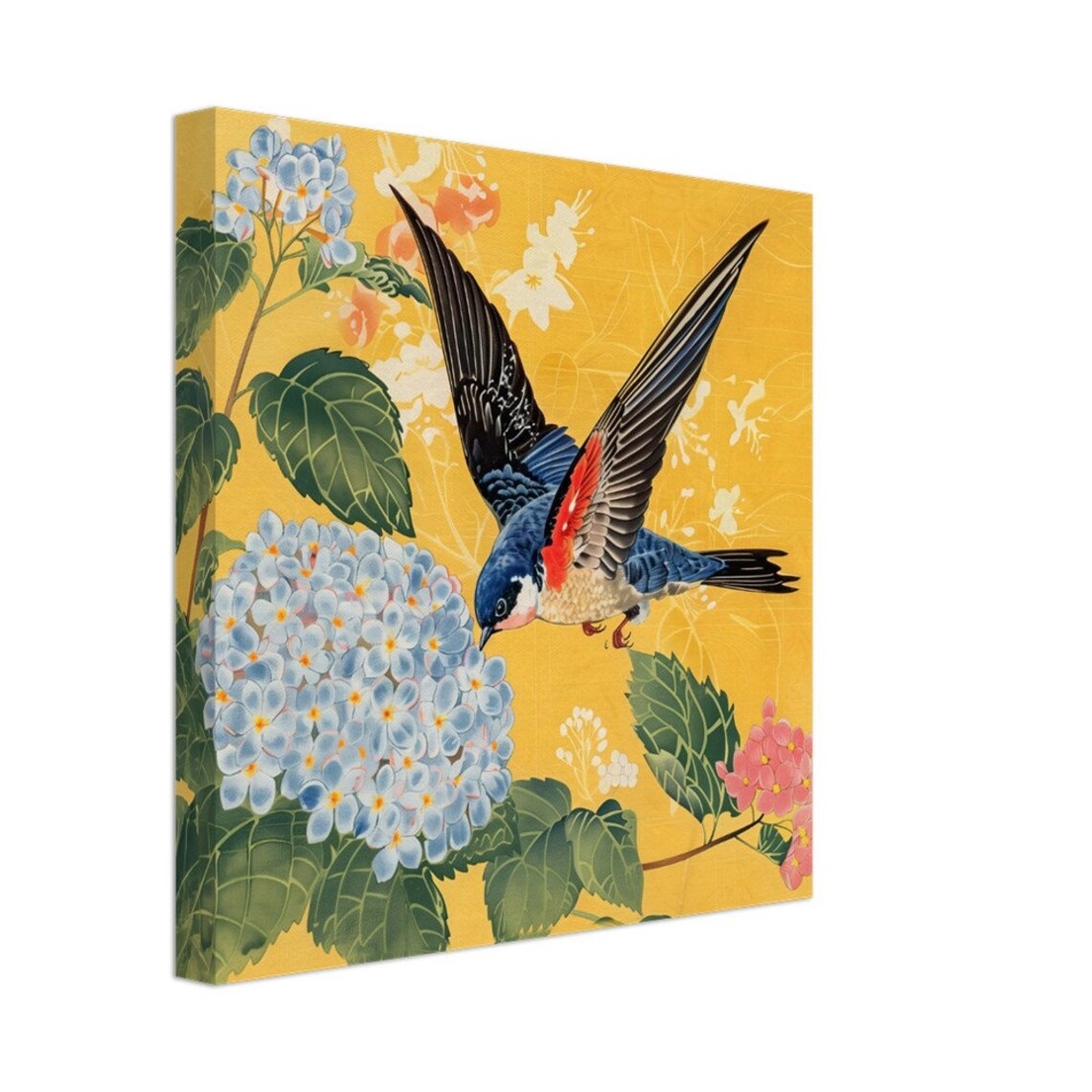 Hokusai Style Nature Bird Flower, Vintage Japanese - Image 2