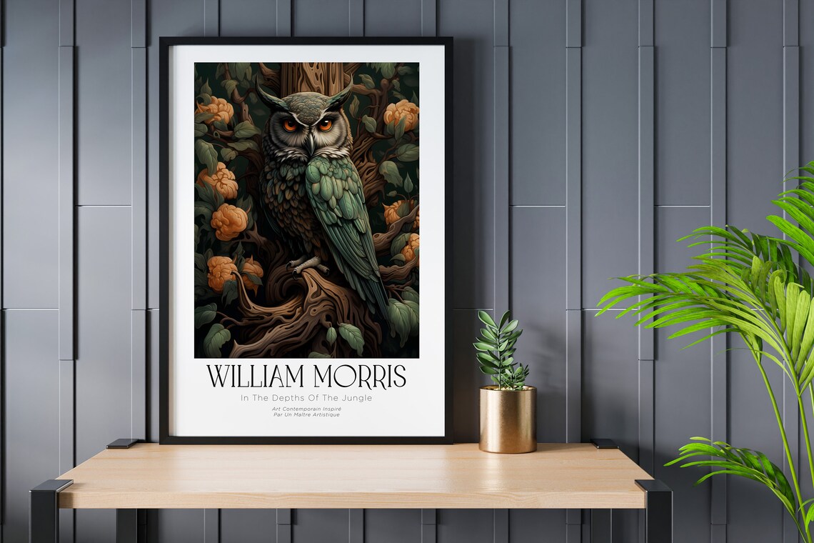 William Morris Owl Poster, Nature Art Print