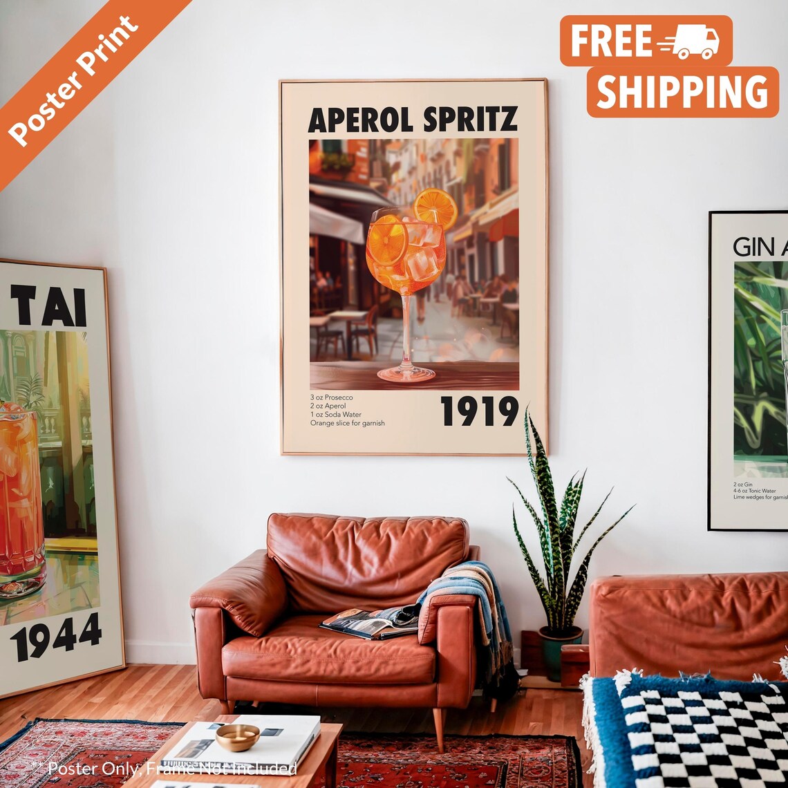 Vintage Aperol Spritz Cocktail Recipe, Bar Wall Art - Image 2