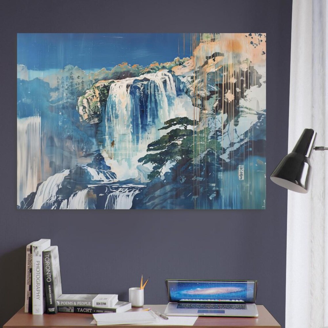 Hokusai Woodblock Japanese Waterfall Poster Print - Image 2