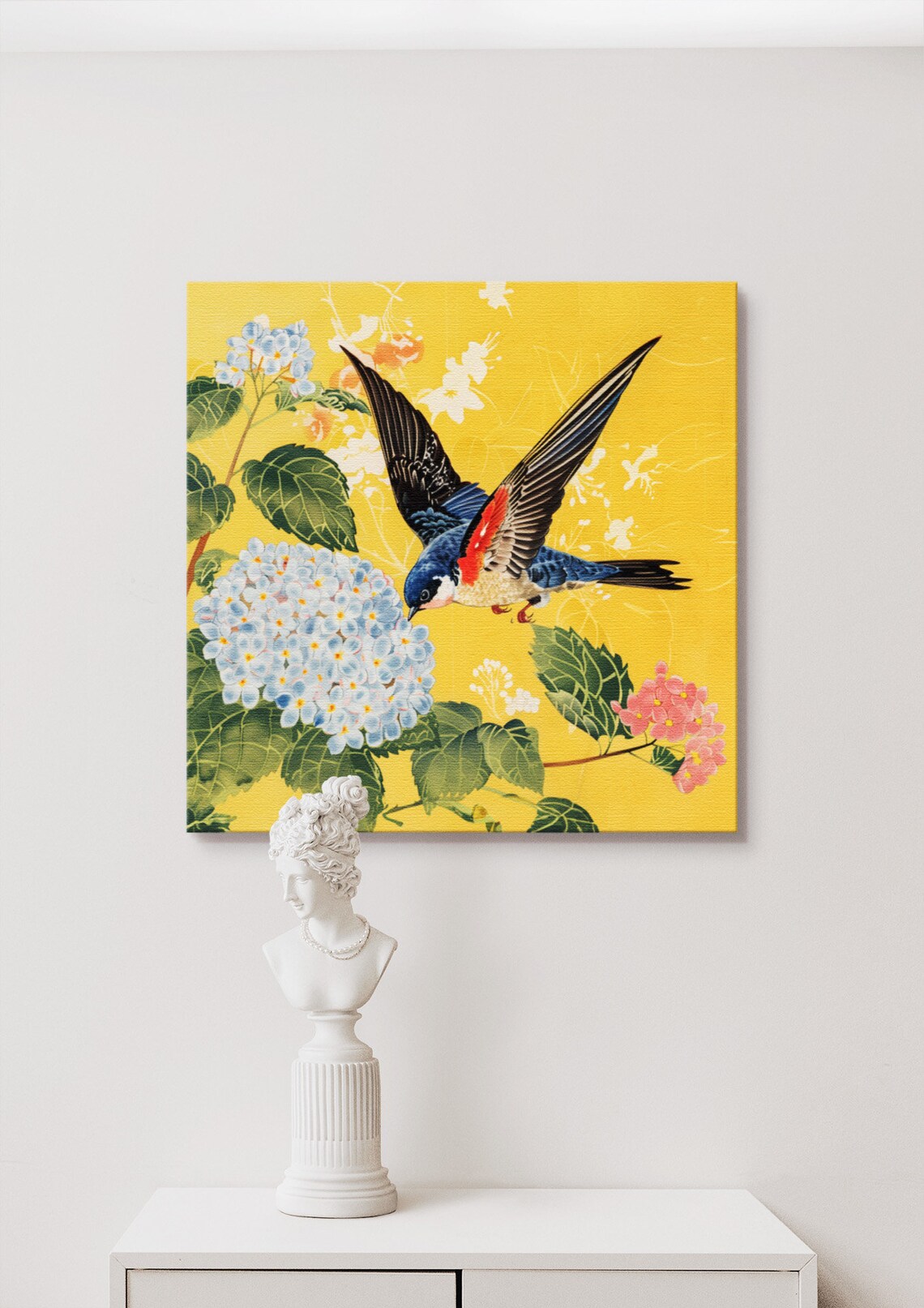 Hokusai Style Nature Bird Flower, Vintage Japanese