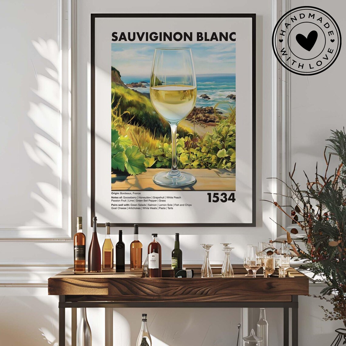 Vintage Sauvignon Blanc White Wine Bar Art Print