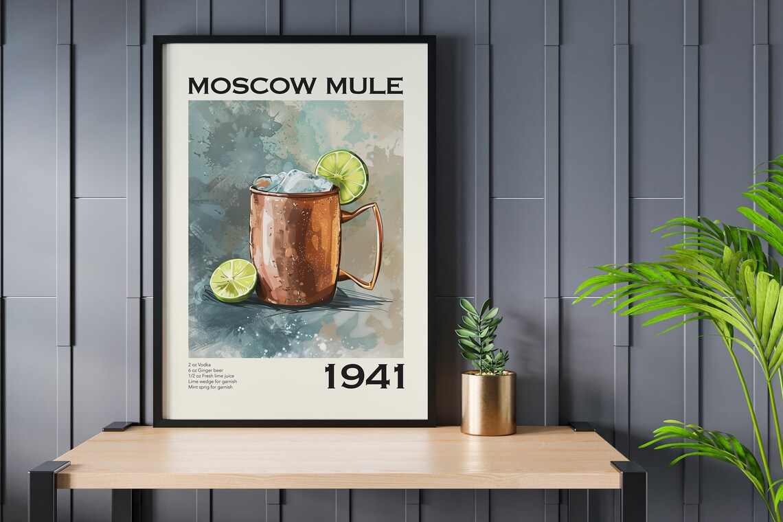 Vintage Moscow Mule Cocktail Recipe Poster Print - Image 2