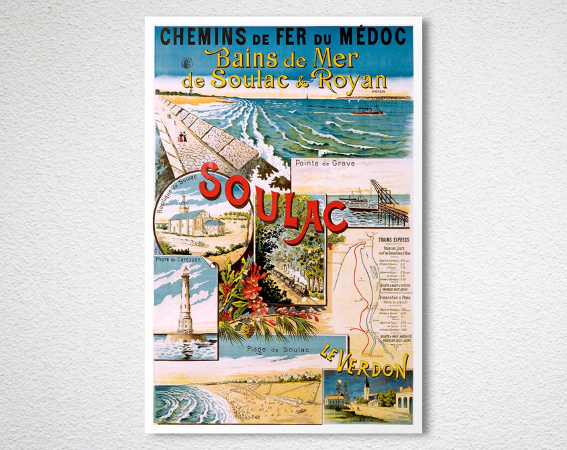 Soulac Royan Beach Vintage French Chemins de Fer du Médoc Poster - Image 2