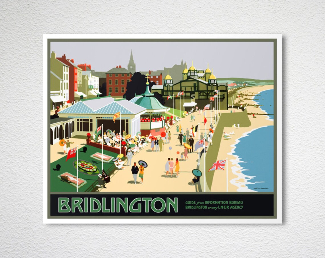 Bridlington Yorkshire Vintage Railway Travel Poster - Image 2