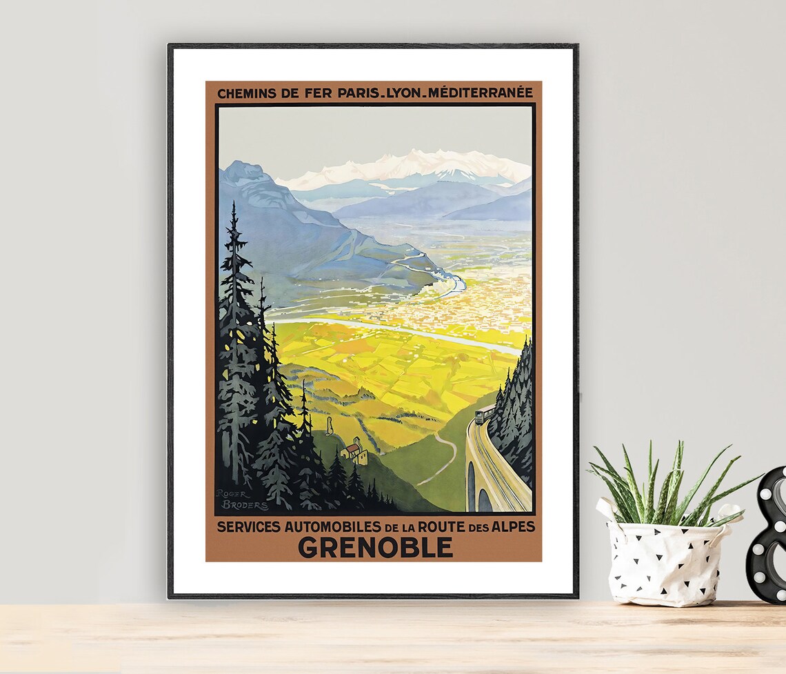 Grenoble France Vintage Travel Poster, Travel Poster