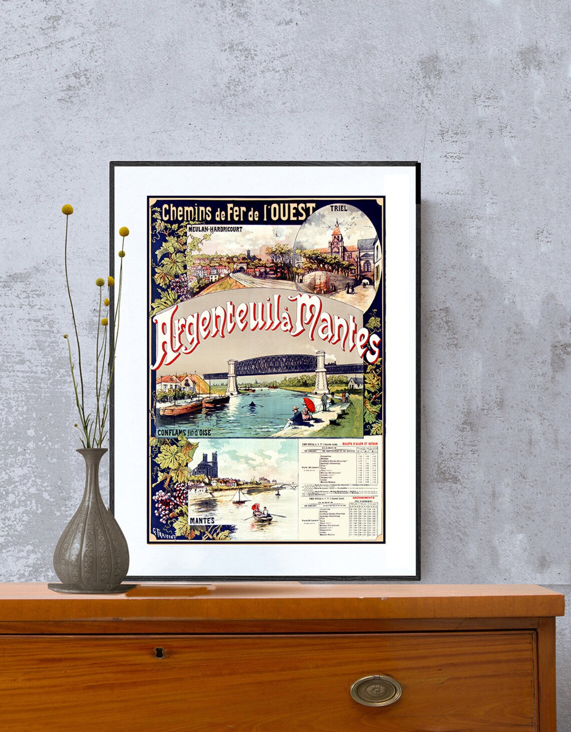 Argenteuil A Mantes Seine Riverside French Railway Travel Poster - Image 2