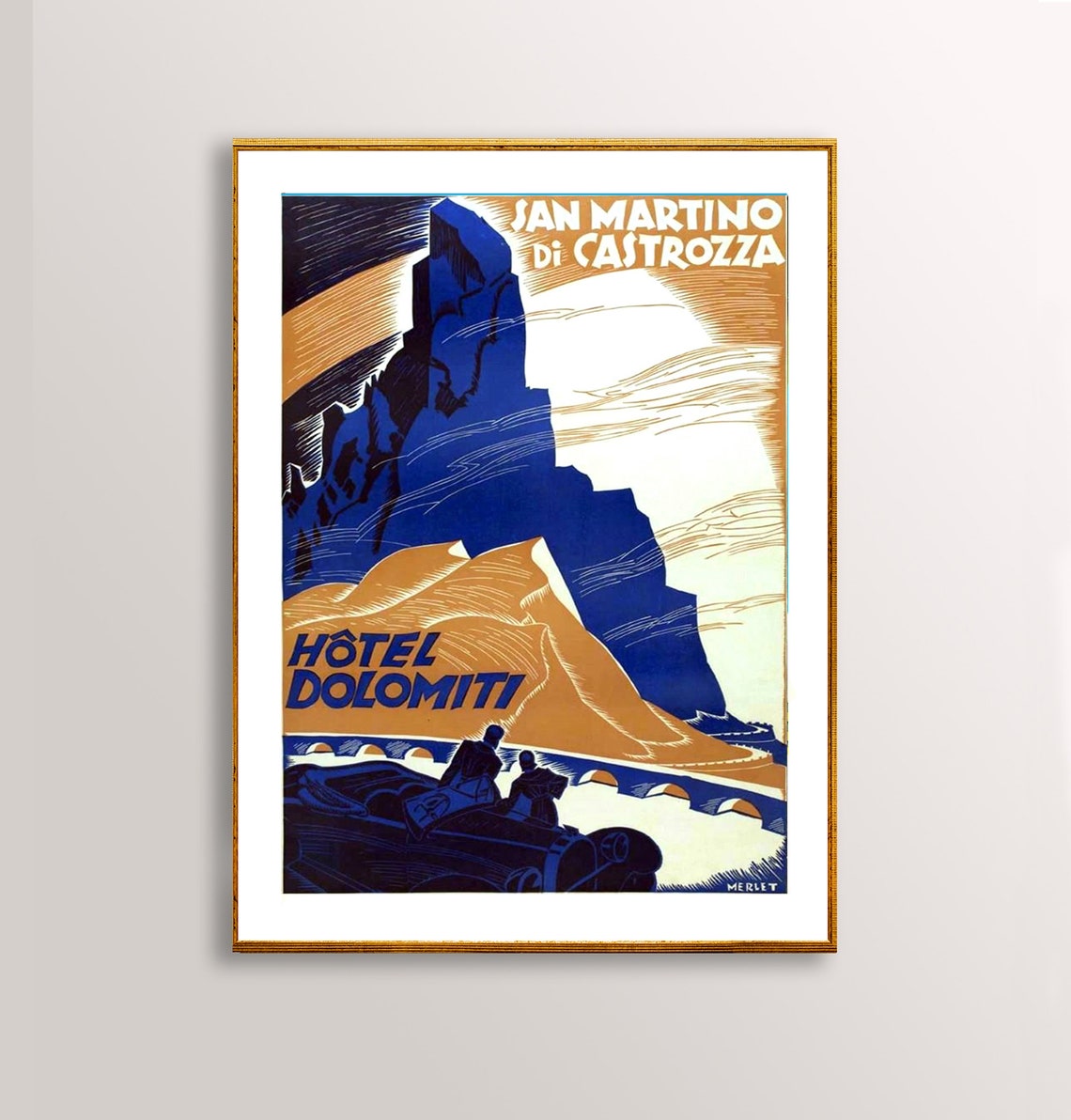 San Martino Di Castrozza Hotel Dolomiti Dramatic Peak Travel Poster