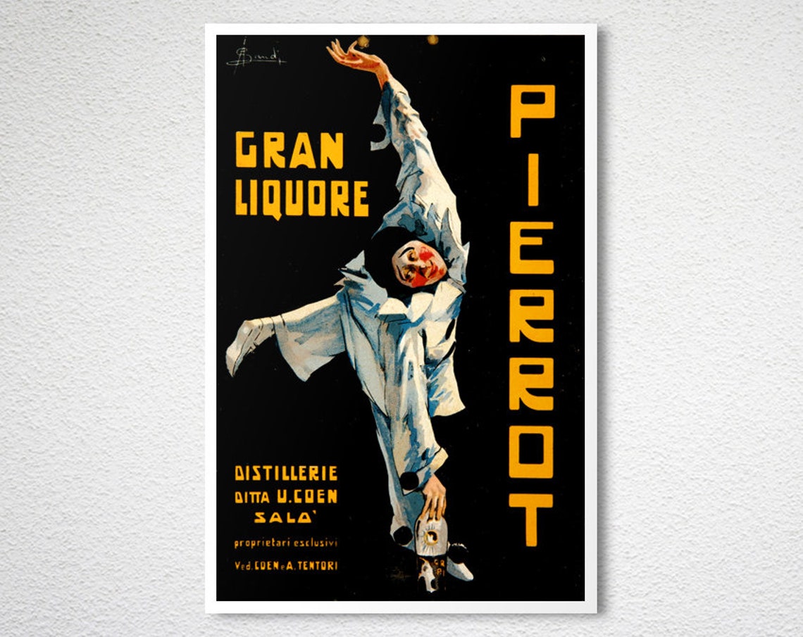 Pierrot Gran Liquore Acrobat Clown Black Background Ad Poster - Image 2