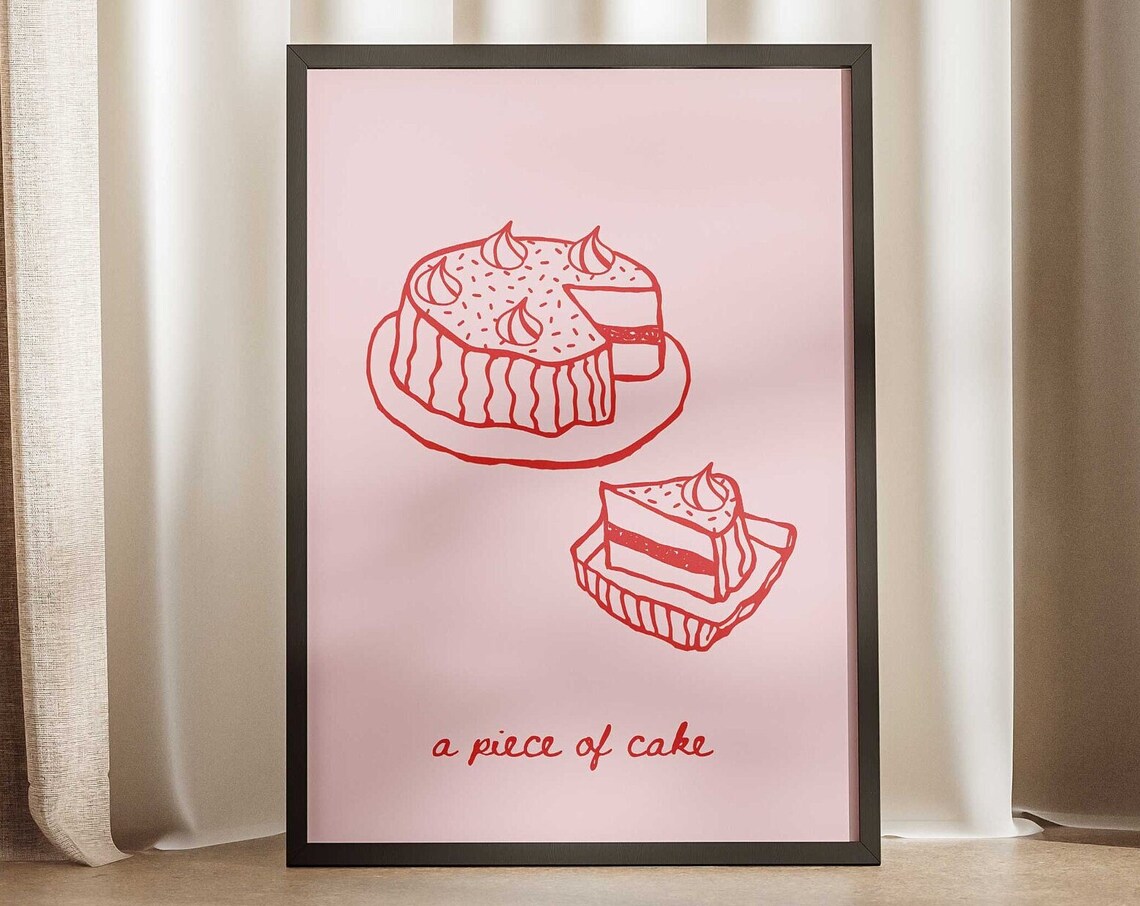 A Piece of Cake Pink Doodle Layer Cake Sweet Dessert Art Poster