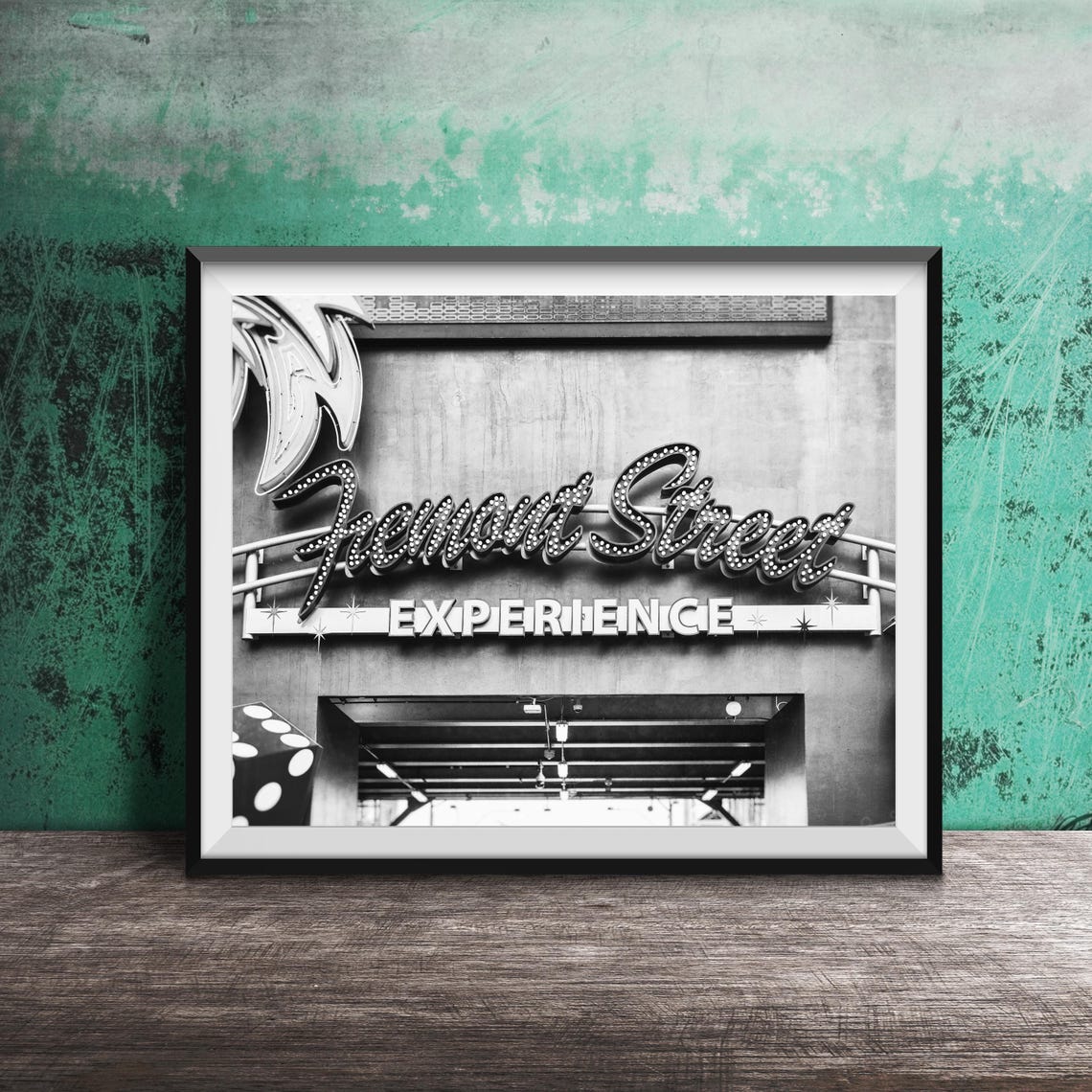 Fremont Street Experience Las Vegas Neon Sign Black White Print