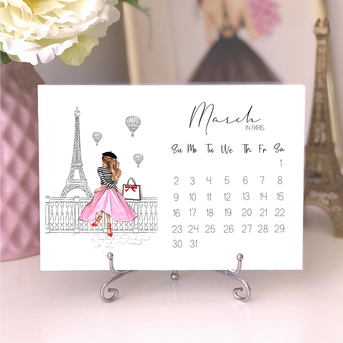 Travel Calendar 2025 Fashion Illustrated Art Print - Image 3