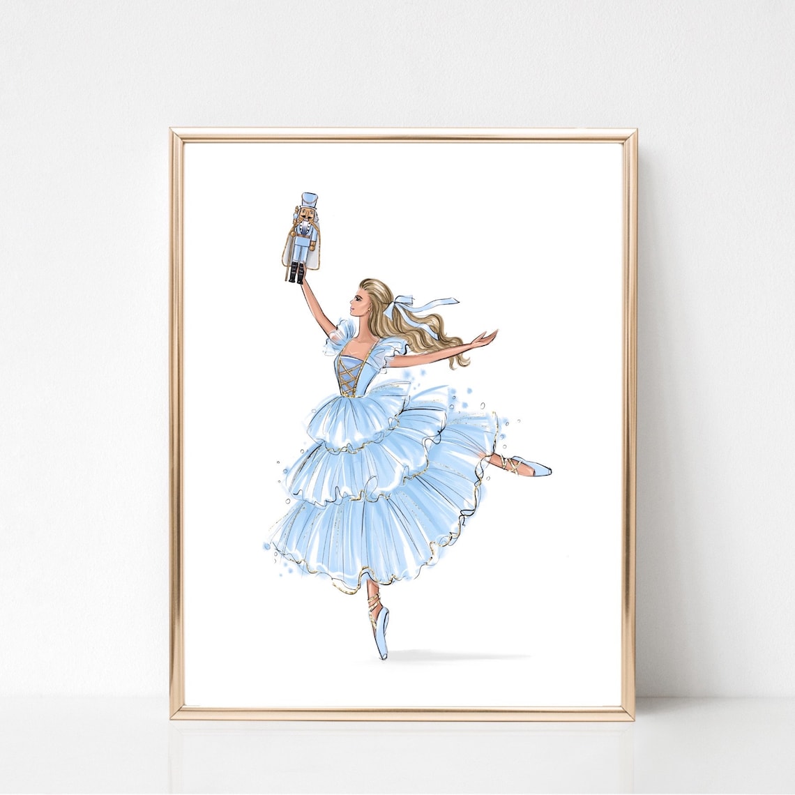 Nutcracker Ballerina Fashion Illustration Art Print