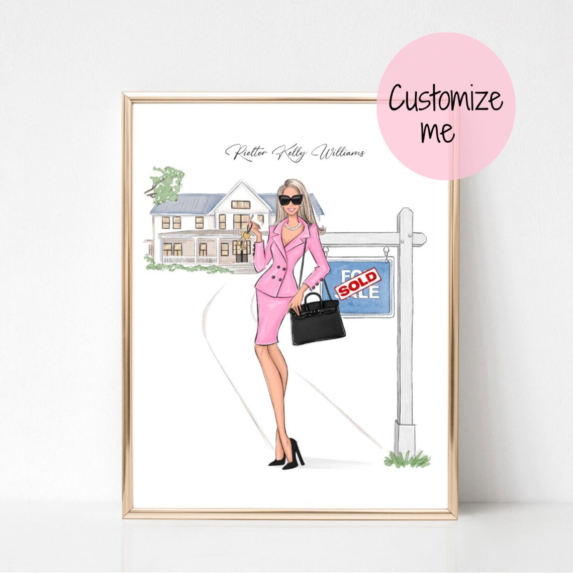 Personalized Real Estate Agent Fashion Sketch Print - Image 5