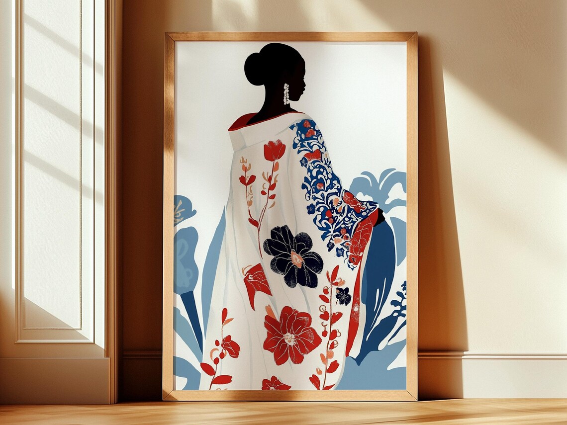 Elegant Floral Kimono Woman Digital Download Printable Decor Poster - Image 5