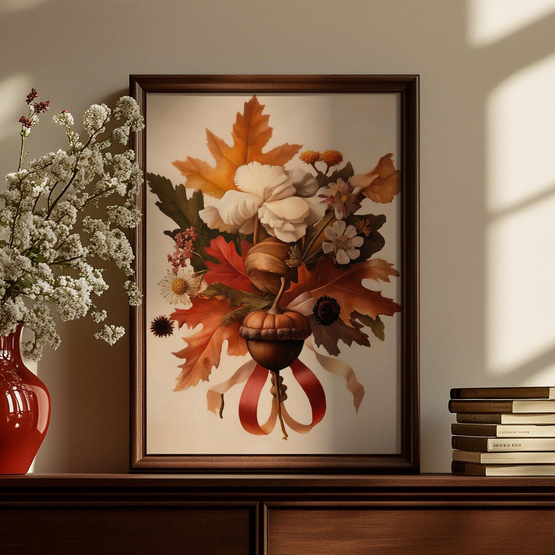 Autumn Leaves Bouquet Acorn Floral Harvest Wall Decor Art Poster - Image 4