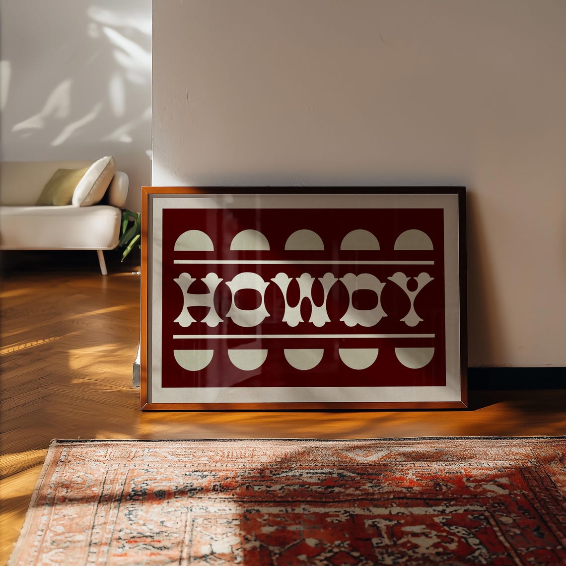 HOWDY Western Typography Brick Red Cream Retro Entryway Wall Poster - Image 2