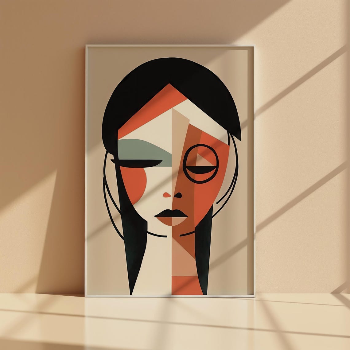 Modern Geometric Portrait Art Minimalist Abstract Face Cubist Style Wall Art Contemporary Decor Ai Generated - Image 3