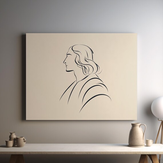 Minimalist Continuous Line Art Philosopher Profile Portrait Print