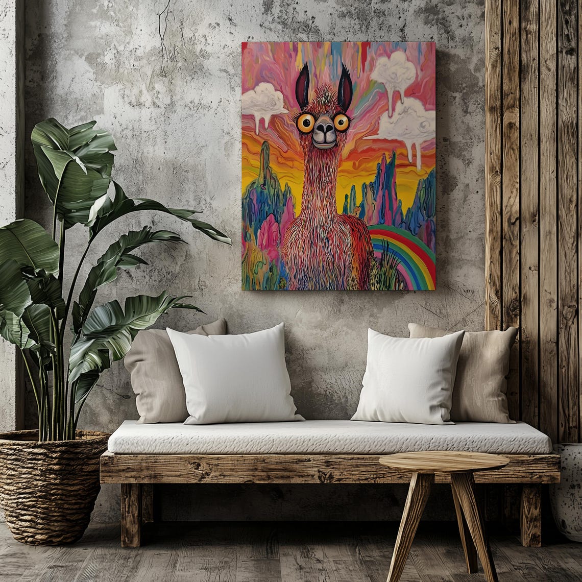 Surreal Psychedelic Llama Rainbow Fantasy Colorful Animal Poster - Image 7