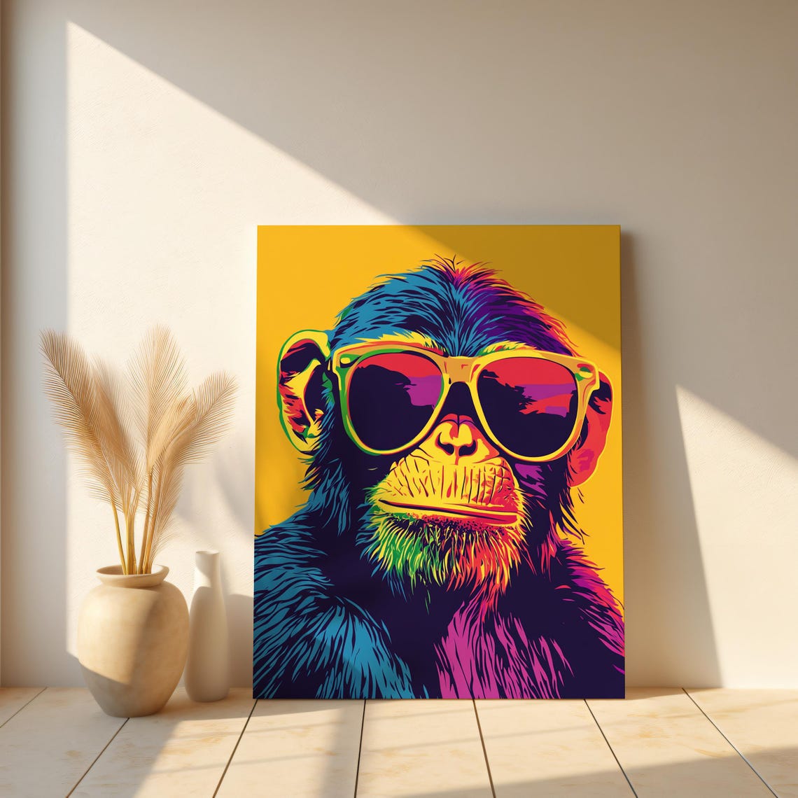 Vibrant Pop Art Monkey Playful Monkey With Sunglasses In Bold Colors Fun Wall Decor Home Decor Art Ai Art - Image 3