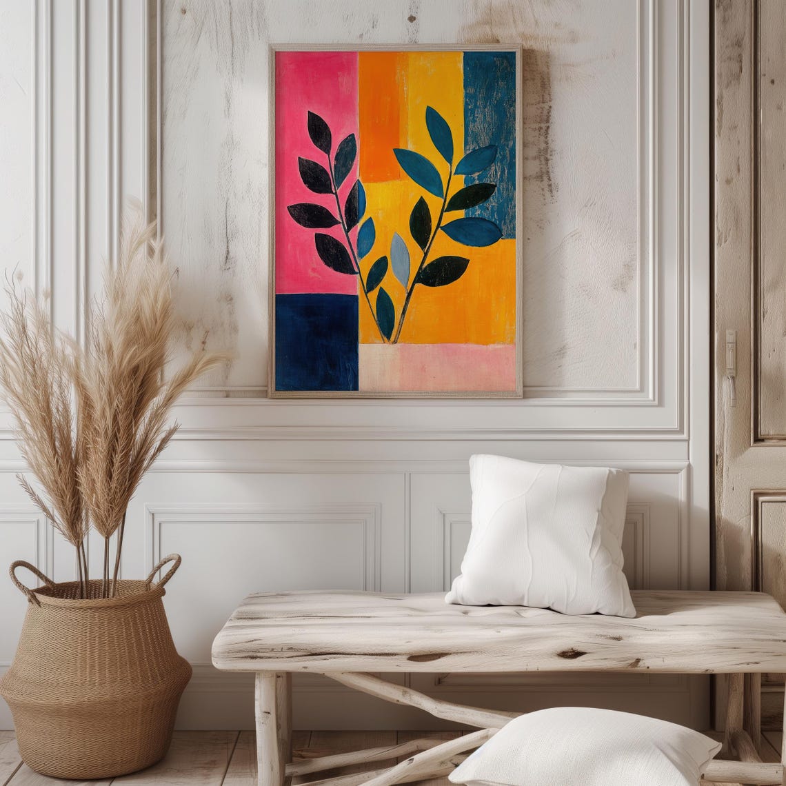 Colorblock Flora Bold Botanical Abstract Art Vibrant Geometric Plant Illustration Contemporary Wall Decor - Image 5